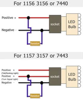 4X 50W LED Žiarovka Brzdového Zase Signálneho Svetla do Hmly Lampa zakončovací Odpor Opraviť Chyby Rýchly Flash 7443 W21W 7440 P21/5W 1157 P21W 1156 PY21W