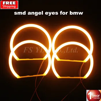 4x131mm SMD LED Angel Eyes Auto SMD LED Angel Eyes svetlá na BMW E46 E36 E38 E39 Projektor Bavlna LED Angel EyesYellow/žltá
