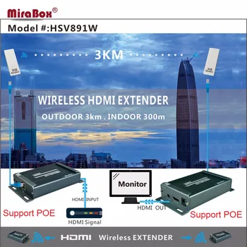 5.8 GHZ Bezdrôtového pripojenia HDMI Extender Podpora 1080P 3KM Vonkajšie Max Zahŕňajú Dve Antény, 1 odosielateľa a 1 prijímač