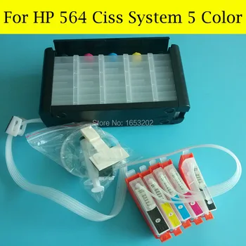 5 Farba Prázdny, Kontinuálne Ink Systém Dodávok Pre HP 564 564XL CIss S HP564 ARC s Tonerom Čip A Zastaviť Atrament Rezanie