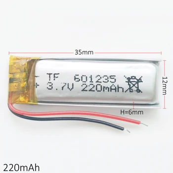 5 ks 3,7 V 220mAh Nabíjateľná Batéria 601235 Lithium Polymer Li-Po ion batérie Pre DIY Mp3 MP4 MP5 GPS, PSP bluetooth slúchadlá