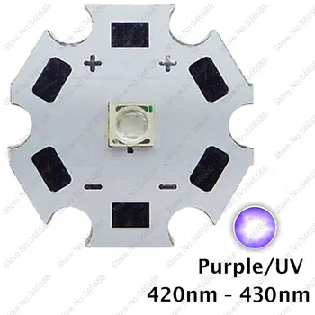 5 ks 3W 420nm na 430nm UV žiarenie Ultrafialové Fialová Farba 3535 Epileds Vysoký Výkon LED Svetelný Žiarič Dióda na 8/12/14/16/20 mm Star PCB