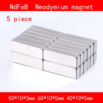 5 KS blok magnet 50*10*3 mm 60*10*5 mm 40*10*5mm n35 Vzácnych Zemín silný Trvalý NdFeB Neodýmu Magnet