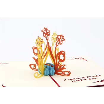 5 ks Narcis 3D Papier, Pohľadnice, Laser Cut Pop-Up Ručné pohľadníc Vlastné Vďaka Karty Učiteľ 