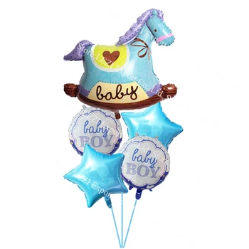 5 ks/ nastaví Ružová / modrá Trojan Zmes Fóliový balón 18-palcové kolo / srdce gule tému dieťa Narodeniny full moon party dodávky
