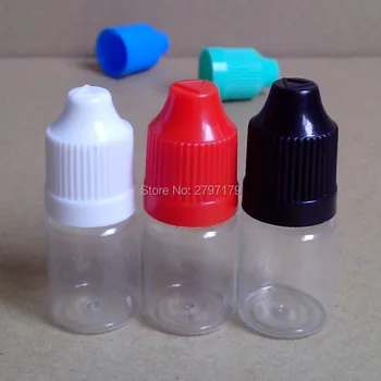 5 ks PET Jasné, Fľaša 5ml Prázdne Plastové Fľaše s Kvapkadlom Detská Čiapka pre E Kvapalné Fľaša Rýchle dodanie