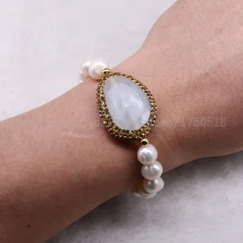 5 ks Prírodná perla náramky mix farieb cat eye kameň náramky ručne pearl náramky vysokej kvality kameň pre ženy 3201