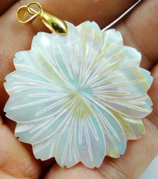 5 ks Prírodné Sladkovodné kvet Shell Náhrdelník Prívesky Pre Šperky, Takže Charms Prívesky 40*40 MM P305
