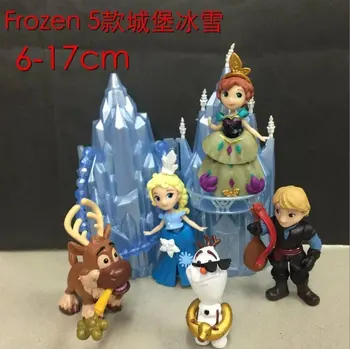 5 ks/set Deti moje roztomilé Anna a Elsa a hrad Nastaviť číselné údaje Hračka Akcie bábiky poni pre deti darček k narodeninám bábiky Anime
