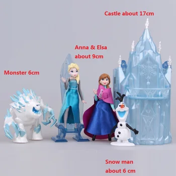 5 ks/set Deti moje roztomilé Anna a Elsa a hrad Nastaviť číselné údaje Hračka Akcie bábiky poni pre deti darček k narodeninám bábiky Anime