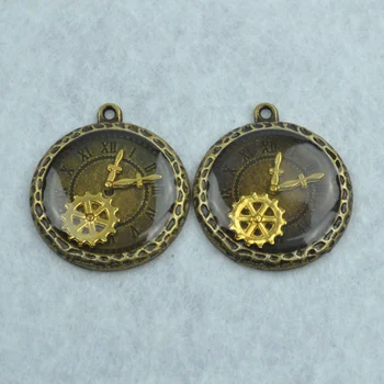 5 ks Smalt charms antické bronzové kovové prívesky, hodinky fit diy náhrdelník náramok zobrazili kľúčové tlačidlá pre Šperky robiť roku 1781