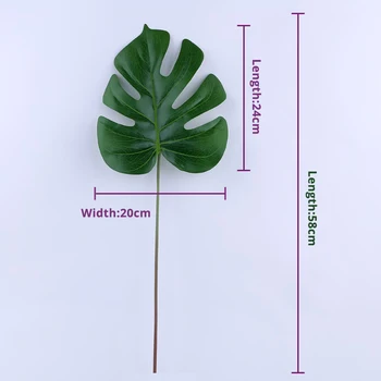 5 ks Umelých falošné Veľké Palm Zelené Listy DIY Tropických Rastlín Pobočky Domov Svadobné Party Kvet, List-Tvarované Usporiadanie Interiéru