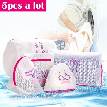 5 ks/vanzlife Japonský výšivky zahustiť jemné oka práčovňa taška podprsenka bielizeň vyhovovali osobitnú starostlivosť umývanie tašky wash bag