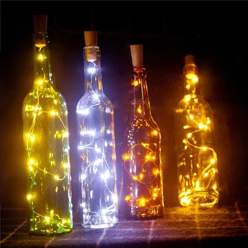 5 ks/veľa 75 CM 15LED Korku Tvarované LED Medený Drôt, Hviezdna String Svetlá Fľaša Vína Dekorácie Krytý Vianočný Sviatok Svetiel