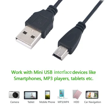 5 ks/Veľa 80 cm, USB 2.0 Muž na Mini 5 Pin B Synchronizovať Údaje Nabíjací Kábel Kábel Adaptéra Pre MP3, MP4 Kamera, Čítačka Kariet Mobilný Telefón