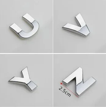 5 ks/veľa auto styling 3D kovové Písmená znak Digitálny Obrázok Číslo Chrome DIY Auto Samolepky silver black Odznak Automobilový Logo