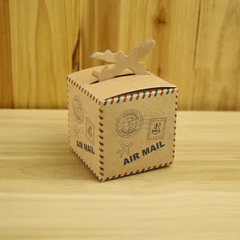5 KS/Veľa Retro Letecky Kraft Papier Candy Políčok Pre Svadobný Darček Čokoláda Prospech Box Prípade Strany Baby Sprcha Svadobné Dekorácie