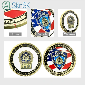 5 ks/veľa Veľkoobchod bronzový Á Minca New York Police department NYPD Kovové Výzvou Mince Pre Dar Pamätné Mince