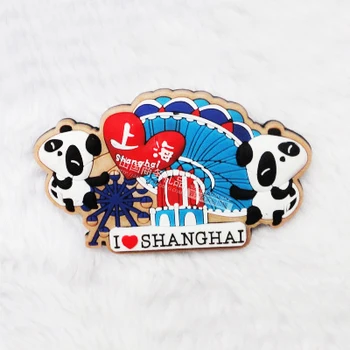 (5 kusov/lot)nové Shanghai Panda mäkký povrch, chladnička magnet Krajiny