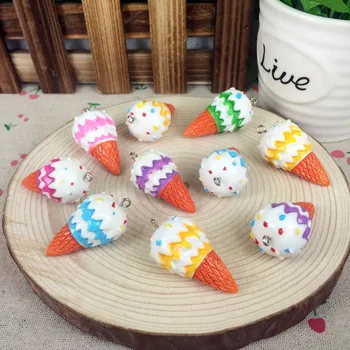 5 Kusov Zmiešané Farby Miniatúrne Falošné Ice Cream Potravín Kawaii DIY 3D Živice Plavidlá, Dekorácie Embellishment Príslušenstvo Kúzlo 21*32mm