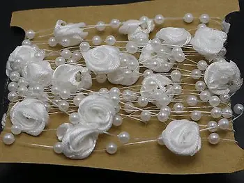 5 Meter Čisto Biely Vlasec Perly Korálkové Kvetinové Girlandy Svadobné Kytice