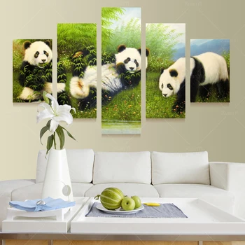 5 Panel Moderné Vytlačené Zvierat Bearcat Panda Maľovanie Obrazu Plátno na Stenu Umenie Cuadros Domova Pre Obývacia Izba bez rámu PR1053