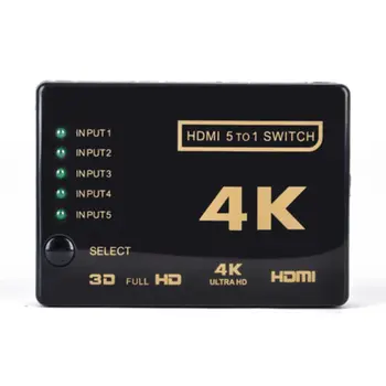 5 Port 4K 3D HDMI Prepínač Prepnite Volič Splitter Hub iR Diaľkové HDTV 1080p NOVÉ