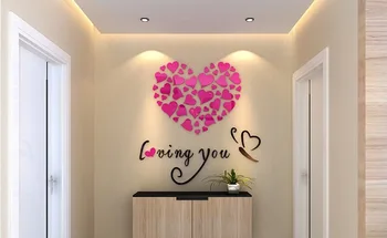 5 Veľkosť Farebné Láska Srdce 3D Akrylové Dekorácie na Stenu-Nálepky DIY Umenie Stene Plagát Domova Spálne, Kúpeľňa Wallstick