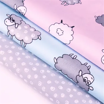 50*40 cm Bavlnená Tkanina Ovce Cartoon Vzory Na Šitie Šiat Deti Remeselné Materiály Prešívané Nohavice, Ženy, Deti, Peňaženky, Tašky