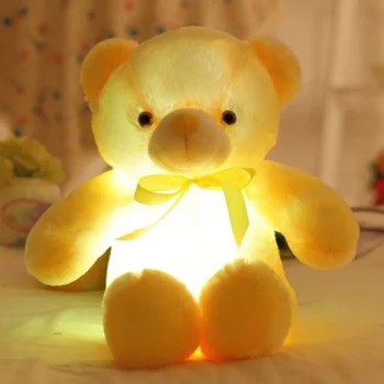 50 cm Vankúš bábika Tvorivé rozsvieti LED Induktívne Vypchaté Zvieratá Plyšové Hračky Farebné Žiariace Medveď Vianočný Darček pre Deti