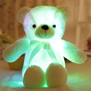 50 cm Vankúš bábika Tvorivé rozsvieti LED Induktívne Vypchaté Zvieratá Plyšové Hračky Farebné Žiariace Medveď Vianočný Darček pre Deti