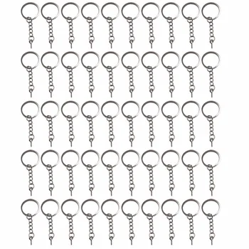 50 KS Plochý Kľúč Reťaze S Otvoreným Skok Krúžok Reťazca Extender a Oko Pin Konektor pre Šperky Zistenia Tvorby