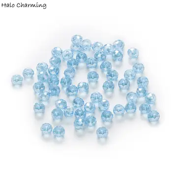 50 Kus Jazere sa Modrá Farba Crystal AB Sklo Rondelle Quartz Tvárou guličiek Na Handmade Výrobu Náramok Náhrdelníky DIY 4-8 mm
