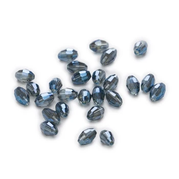 50 Kus Pokovovanie Modré, Čierne Olivy Nakrájame Tvárou Krištáľové Sklo Dištančné Korálky Šperky Čo 6-11 mm
