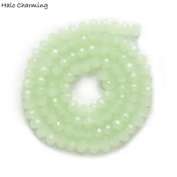 50 Kus Svetlo Zelená Krištáľové Sklo Rondelle Quartz Tvárou Korálky DIY Šperky Zistenia 4-8 mm