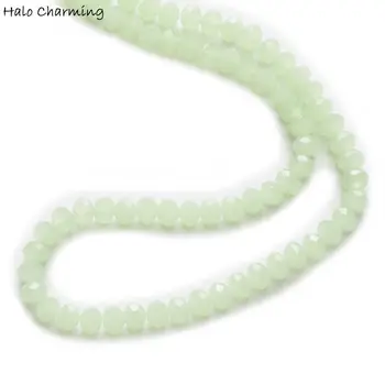 50 Kus Svetlo Zelená Krištáľové Sklo Rondelle Quartz Tvárou Korálky DIY Šperky Zistenia 4-8 mm