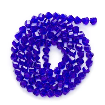 50 Kus Tmavo Modrá Twisted Rez Tvárou Krištáľové Sklo Dištančné Korálky Pre Handmade Náramok Náhrdelníky DIY Šperky Čo 6-10 mm