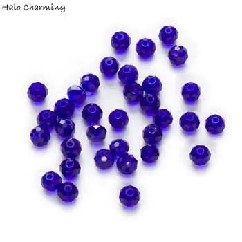 50 Kus Tmavo Modré Crystal Glass Rondelle Quartz Tvárou Korálky Šperky Čo Pre Handmade Náramok Náhrdelníky DIY 4-8 mm