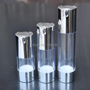 50 ml transparentná airless fľašu s UV striebro vákuové čerpadlo alebo mlieko fľašu používa na Kozmetické Kontajner