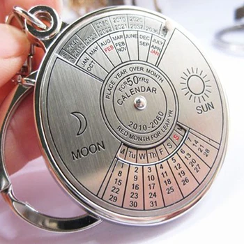 50 Rokov Perpetual Calendar Keyring Keychain Striebro Hliníkový prívesok na Krúžok Kľúčenka 6RMA