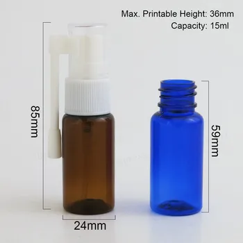 50 x 15ml Naplniteľné Cestovné Otáčania Plastové Nosovej Postrekovač Čerpadla Fľaša 15cc PET Nosovej Kontajnerov