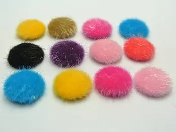 50 Zmiešané Farby Flatback Plyšové na ktoré sa Vzťahuje Tlačidlá Kolo 15 mm pre DIY Vlasy Klip