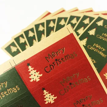 500 Ks/veľa Klasické Vianočné Farby Tesnenie Nálepky šťastné a Veselé Vianoce, Vianočný Stromček Darček Label Nálepka Scrapbooking Na Vianoce