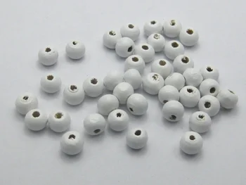 500 White 8 mm Okrúhle Drevené Korálky~Drevené korálky