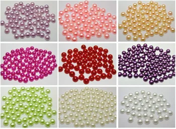 500 Zmiešané Farby Pol Pearl Perličiek 8 mm Ploché Späť Kolo Drahokamy Zápisník Plavidlá