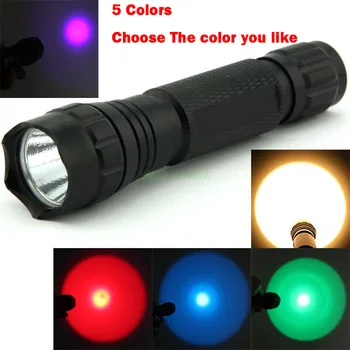 501B Žltá/Zelená/Červená/Modrá/UV LED Svetlo 300 Lumen XPE Lanterna Prenosné Baterka Pochodeň Pre Outdoor, Lov Taktická Baterka