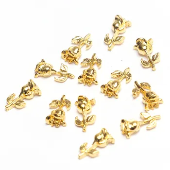 50pc Nový Dizajn Zlaté Zliatiny Lesk 3D Nail Art Kvetinové Dekorácie Kovový Klinec Šperky, Prívesky Na Nechty Dizajn, Manikúra Príslušenstvo