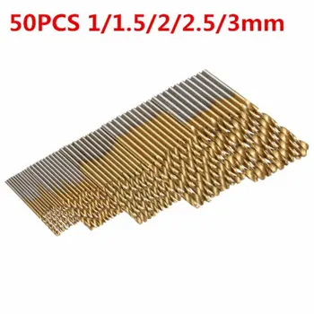 50PCS 1/1.5/2/2.5/3 mm HSS Ramienka rýchloreznej Ocele Mini Drill Bit Nastavený Magnetické Titán Nástroje Pre Drevo, Plast a Hliník, Meď