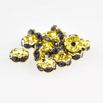 50pcs 10 mm Crystal Kovové Korálky Zlatá Farba Rondelle Drahokamu Dištančné Korálky Pre Šperky, Takže Diy Materiály 9 farieb Vybrať