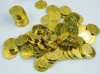 50pcs 2016 plastové Zadarmo loď Bitcoin BTC mince pirát poklad zlatých mincí, rekvizity hračky Halloween party láskavosti cosplay dieťa hodiny zábavy